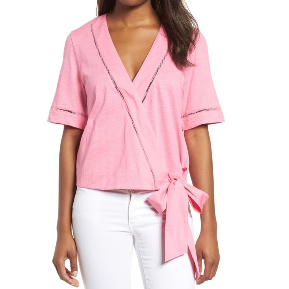 Nordstrom pink bow tie top